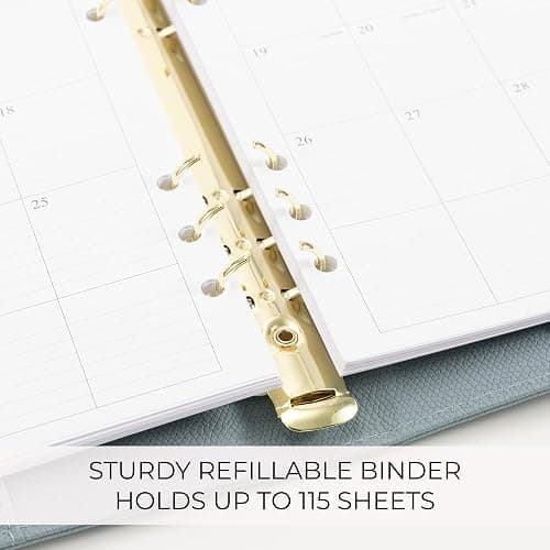 Aesthetic A5 Binder with 6 Golden Rings - Refillable & Sturdy Planner w Pockets Keeps You Perfectly Organized - Mini Notebook with Magnetic Closure Works Great as Photocard Binder for All Your Cards thumbnail 7