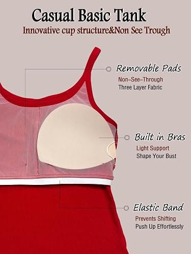 Danysu Women's Tank Tops with Bulit in Bras Scoop Neck Ribbed Fitted Knit Crop Halter Tops Spaghetti Strap Camisole thumbnail 4