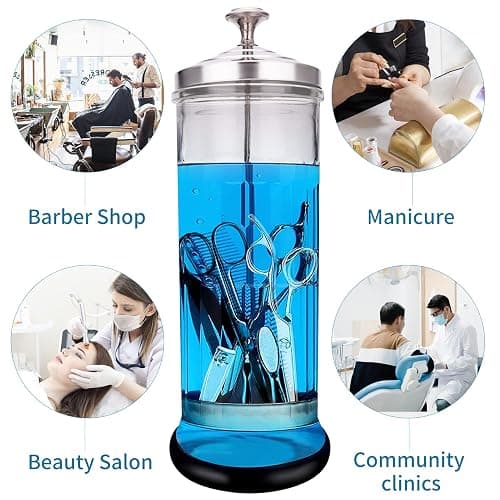 Disinfectant Sterilizer Jar - Durable Glass for Nail Tools and BarberShop Hair Stylist Tools (50 Oz /1500ml) thumbnail 4
