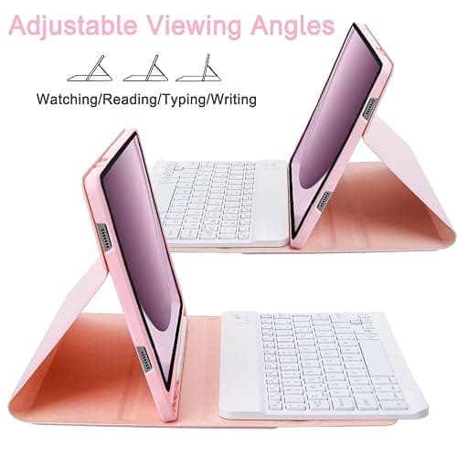 VLEAQC Keyboard Case for Samsung Galaxy Tab A9+/A9 Plus 11 Inch 2023 (SM-X210/X216/X218), Detachable Color Backlit Bluetooth Keyboard and Mouse, Slim Lightweight Stand Cover with Pen Holder (Pink) thumbnail 4