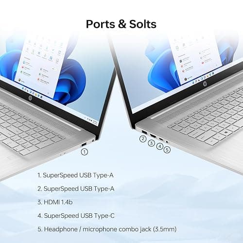 HP Essential 17t Business Laptop, 17.3" HD+ Touchscreen Display, Intel Core i7-1355U (> R5 7430U) High-Performance Tier Processor, 32GB RAM, 2TB SSD, HDMI, Fingerprint Reader, Wi-Fi 6, Windows 11 Home thumbnail 6