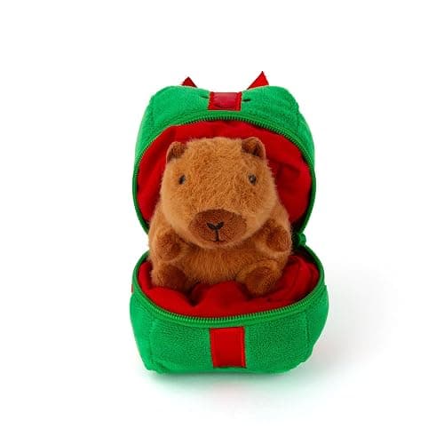 Plushland Zip Up Christmas Capybara Plush Box - Green Xmas Gift Set, Stuffed Animal Toy for Family, Festive Present for Capybara Lovers 6 Inch thumbnail 2