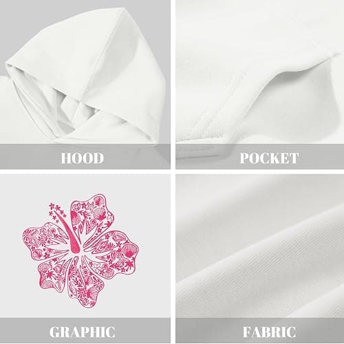 Lubpow Cute Pink Hoodie Kids Girls Aesthetic Preppy Hibiscus Flower Puff Hoodies Kawaii Hawaii Palm Beach Graphic Pullover thumbnail 7