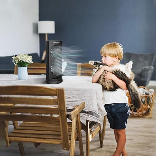 Dr. Prepare Tower Fan Oscillating Fan, Portable Desk Fan with 3-Speed Options, Dual Air Circulation, 110° Oscillation, 3 Timers, Personal Quiet Table Fan for Home Office Desktop Bedroom, 13 inch thumbnail 9