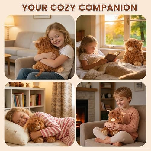 Heatable Weighted Highland Cow Stuffed Animal for Kid Women, Lavender Plush | Microwavable Stuffed Animals Heating Pad for Cramps, Stress Relief, Bedtime Companion, Hyland Cow Gifts Plush Toy thumbnail 7