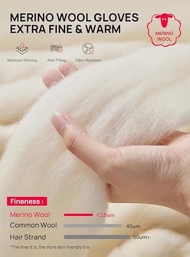TRENDOUX Merino Wool Womens Winter Gloves Folding Cuffs Touchscreen Soft Skin-Friendly Jacquard Thin Knit Warm Glove thumbnail 3