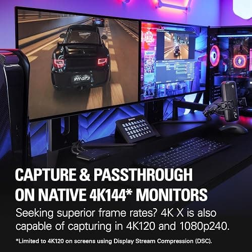Elgato 4K X – Capture Up to 4K144 with Ultra-Low Latency on PS5|Pro, Xbox Series X|S, Nintendo Switch 2, OBS and More, HDMI 2.1, VRR, HDR10, USB 3.2 Gen 2, for Streaming & Recording, PC|Mac|iPad thumbnail 3