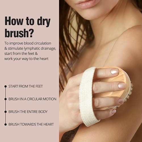2 Pack Dry Brushing Body Brush, Natural and Soft Bristle Shower Brush for Body Cleaning, Exfoliating Bath Brush for Lymphatic Drainage Improve Circulation, Body Exfoliator Scrubber for Women Men thumbnail 7
