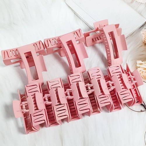 18 Pack Hair Claw Clips,Hair Clips For Women,Large Hair Claw Clips For Thick Hair,Nonslip Matte Hair Clips Hair Accessories Women Girl Birthday Christmas Gift (18 Pack Pink) thumbnail 7