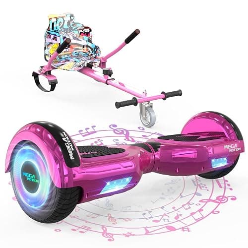 MEGA MOTION Hoverboards con Hoverkart para Niños, Hoverboards 6,5 Pulgadas con Altavoz Bluetooth, con Luces LED, Regalo para Niños - Image 1