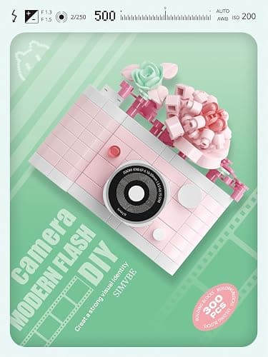 Pink Jasmine Time Cute Flower Camera Series Mini Building Blocks Toy | DIY miniature micro bricks kit. Ideal collection for home desktop decor. Perfect botanical gift for kids and adults. thumbnail 3