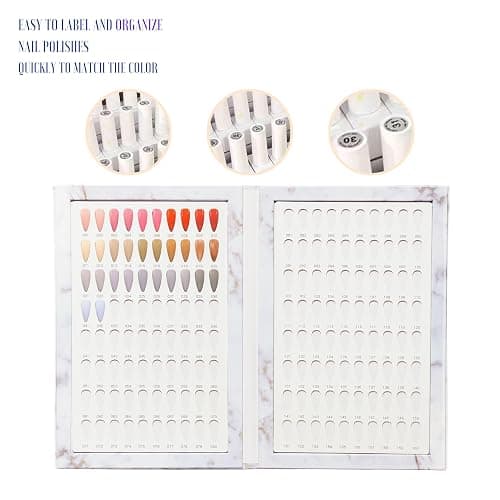 Acycoin2A 160 Colors Nail Color Display Book Gel Polish Swatch Chart Salon Tools Diy Art Showing Shelf Coloring Board with 240 Nail Tips and Number Sticker Label (A) thumbnail 3