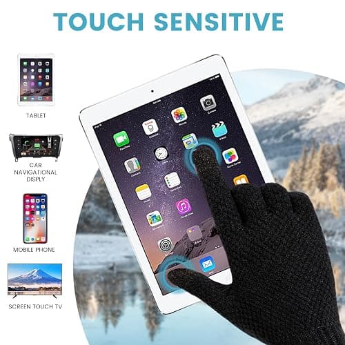 TOBEHIGHER Winter Touchscreen Gloves for Men - Thermal Soft Knit Gloves for Running, Driving and Hiking thumbnail 3