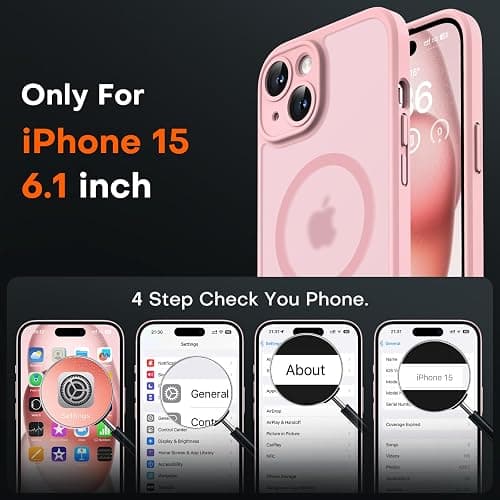 TOCOL for iPhone 15 Case, Compatible with MagSafe, Light Pink | Built-in Magnets, Full Camera & Military-Grade Protection, Anti-Slip Shockproof Translucent Matte Back Phone Cover thumbnail 3