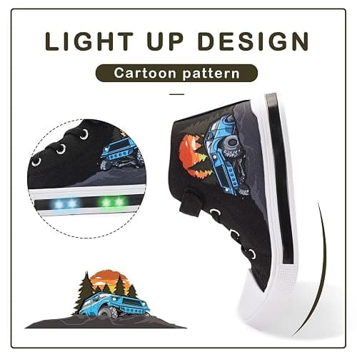 EUXTERPA Kids Toddler Sneakers Light Up Flashing Shoes Girls Boys Easy Fasten High Top Walking Canvas Sneaker thumbnail 2