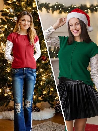 Womens Spring Fashion 2026 Summer Tops Boho Sweater Trendy Western Casual Cap Sleeve Rodeo Vest Cute Vacation Outfits thumbnail 3
