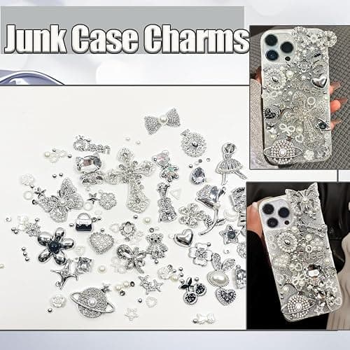 Sutesloly Junk Case Charms Kit, Pink y2k Glitter Phone Case Charm with Storage Box, Kawaii DIY Accessories for Bags, Shoes, Crafts,Cute Bow,Resin Flat Bottomed Drill,Star Letters,Butterfly thumbnail 4