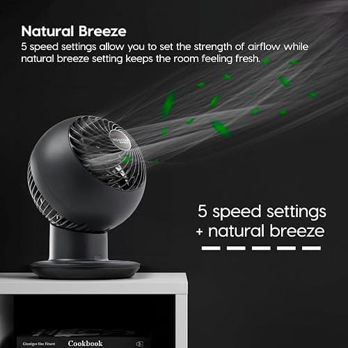 IRIS USA WOOZOO Air Circulator Fan with Remote, Oscillation, 5 Speeds, 82ft Max Air Distance, 90° Adjustable Tilt, 30db Quiet Motor, Small Fan for Bedroom, Office, Dorm, Black - 5-Speed - Black thumbnail 4