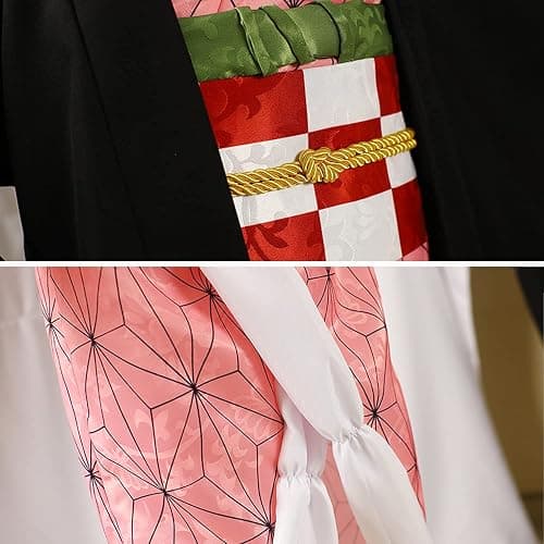 UQJE Kids Kamado Tanjir Cosplay Costumes Anime Tanjir Cosplay Outfit Halloween Kimono Set thumbnail 6