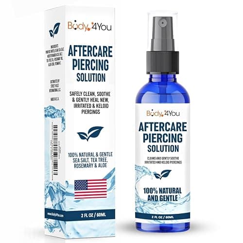 BodyJ4You Piercing Aftercare Spray - Saline Solution Natural Keloid Bump Removal - Ear Piercing Cleaner Nose Septum Belly Button Cartilage - Sea Salt Aloe Vera Rosemary - Fine Mist 2 Fl Oz thumbnail 3