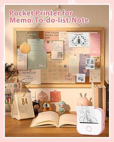 Memoqueen T02 Pocket Printer - Print Pod Mini Sticker Printer Portable Bluetooth Inkless Instant Photo Printer, Compatble with Phones & Taplates, Great for DIY, Study Notes, Journal, Fun, Work, Pink thumbnail 6
