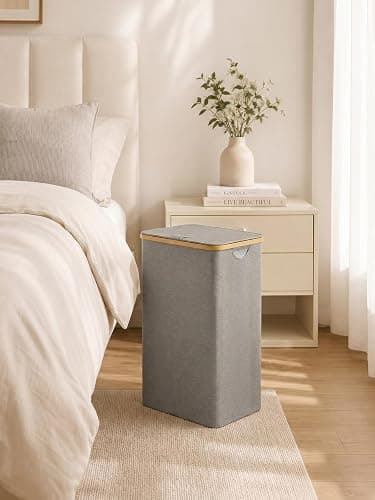 iEGrow Laundry Hamper with Lid, 110L Large Laundry Hamper with Handle and Lid, Collapsible Clothes Basket Organizer with Removable Inner Bag for Clothes Toys Towels - Grey thumbnail 9