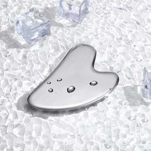 rosenice Gua Sha Facial Tools Guasha Tool Gua Sha Jade Stone for Face Skincare Facial Body Acupuncture Relieve Muscle Tensions Reduce Puffiness Festive Present (Metallic) thumbnail 6