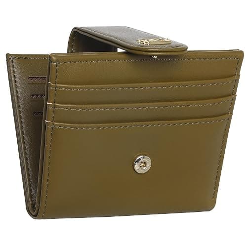 GEEAD Small Wallets for Women Slim Bifold Credit Card Holder Minimalist Zipper Coin Pocket (Army Green) - Image 1