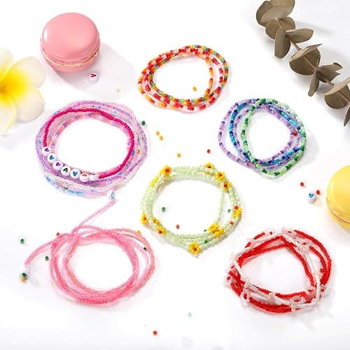 Funtopia 120 Colors 2mm Seed Beads for Jewelry Making, 49000 pcs Tiny Glass Beads for Bracelets, Friendship Bracelet Kit with Alphabet Letter Beads Smile Face Beads for DIY, Art and Craft thumbnail 6