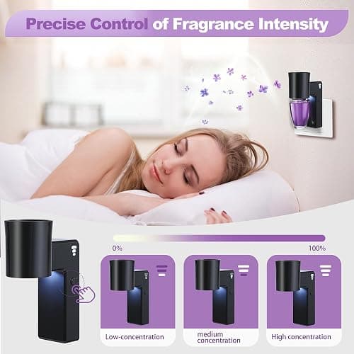 ROSSEX 2 PCS Wall Fragrance Plug in with Night Light and Oil Diffuser Plug with Upgraded Fragrance Concentration Control, Compatible with Bath and Body Works WallFower for Home, Black thumbnail 2