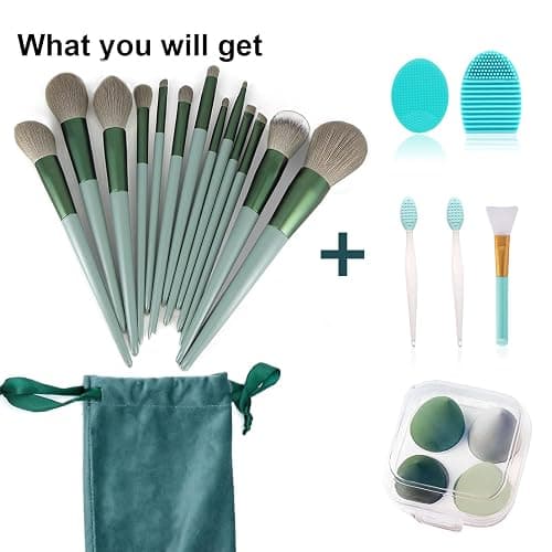 Koccido Makeup Brushes 22 Pcs Makeup Kit,Foundation Brush Eyeshadow Brush Make up Brushes Set (Green, 22 Piece Set) thumbnail 7