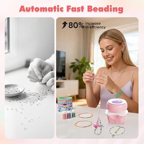 ETUDAW Electric Bead Spinner Tools, 2 in 1 Rechargeable Clay Bead Kit and Cordless Seed Bead Spinner for Jewelry Making, Automatic Bracelet Maker Machine, DIY Arts and Crafts Holiday Birthday Gifts thumbnail 4
