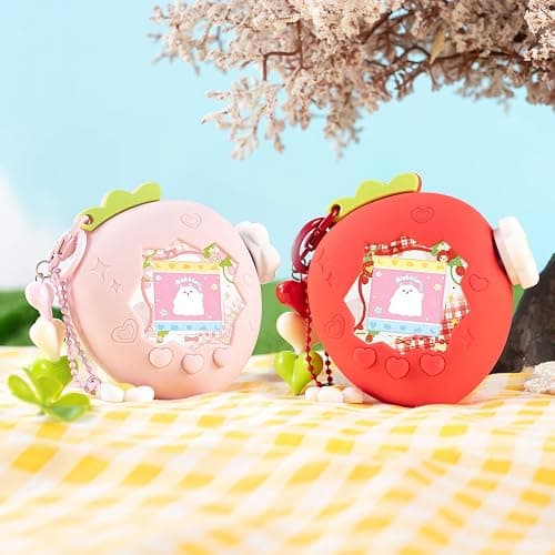 BUBBLELOGUS Strawberry Bubble Protective Case for Tamagotchi Paradise, Soft TPU Silicone Cover with Faceplate, Flower Shaped Zoom Dial Cap & Charms Set, Anti-Scratch & Waterproof (Pink) thumbnail 6