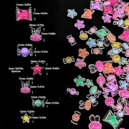 200g+ Candy Bulk Assorted Cute Kandi Beads for Jewelry Making, Bracelet Making Kit, Craft Supplies Charm Beads(Mixed II) thumbnail 3