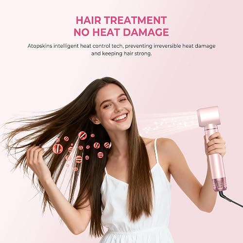 ATOPSKINS 5-in-1 Hair Dryer Brush, Hot Air Styler with Auto-Wrap Curlers | Dry, smooth, volumize and create airflow curls with 5 styling attachments + thermal glove; 3 heat levels, 110V/800W. thumbnail 7