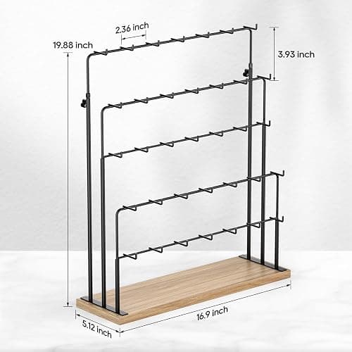 ORLESS Jewelry Display for Vendors, Earring Display Stand for Selling, Necklace Display Holder for Selling, Earring Cards Organizer for Bracelets, Rings, Jewelry Towers, Original Wood (35 Hooks) thumbnail 4