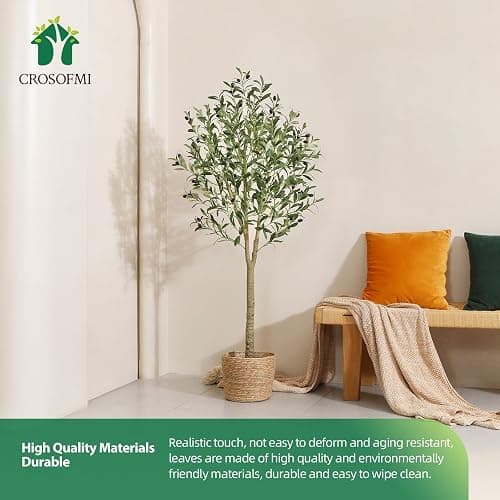 CROSOFMI Olivier Artificiel 150cm en Pot Fausse Plante Verte Décoration pour Intérieur Extérieur Maison Chambre Salon Balcon Cour Jardin thumbnail 5