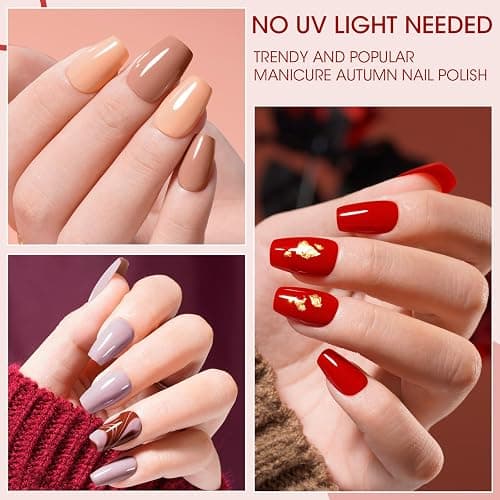 GELLEN Nail Polish Set, Nude Red Brown Quick Dry Traditional Regular Nail Polish Fall Winter 6 Colors Set for Fingernails Toe Nails Acrylic Natural Nails Home Salon, Non UV Gel, Hema Free, Non-toxic thumbnail 4