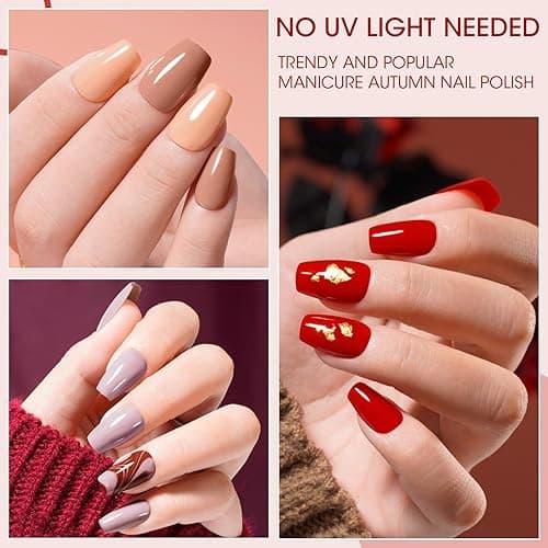 GELLEN Nail Polish Set, Nude Red Brown Quick Dry Traditional Regular Nail Polish Fall Winter 6 Colors Set for Fingernails Toe Nails Acrylic Natural Nails Home Salon, Non UV Gel, Hema Free, Non-toxic thumbnail 5