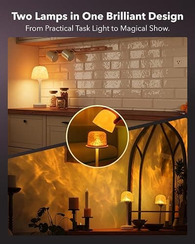 Tedmos Polarlicht & Aurora Projektor IP65 Wasserdicht, Wasserwellen Effekt Stimmungslicht, Akku Tischlampe Kabellos Touch, Dimmbar LED Tischleuchte & Duschlampe für Bad Outdoor Garten Deko Geschenk thumbnail 5