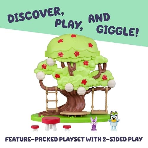 Bluey 2-Sided Treehouse Playset, 11”, Action-Packed Tree Toys Set with 4 Accessories and 2.5” Articulated Figure, Animal Toys for Kids Ages 3+ thumbnail 3