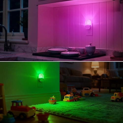 Night Lights Plug Into Wall [2 Pack], Color Changing Night Light for Kids, 8-Color RGB LED Nightlight with Dusk to Dawn Sensor for Bathroom Decor, Children Room, Gift thumbnail 8