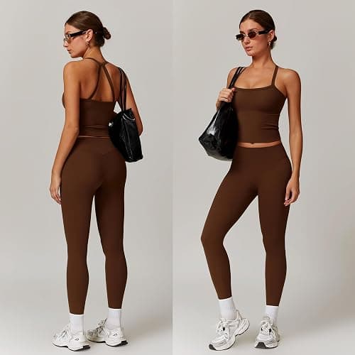 GXGPML Women 2 Piece Workout Sets (2025 NEW) Yoga Outfit Open Back Tank Top High Waisted Leggings Gym Sets Tracksuits thumbnail 3