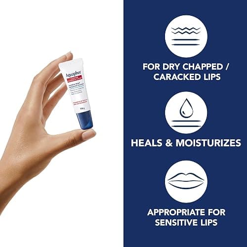 Aquaphor Lip Repair Lip Ointment for Extremely Dry, Chapped and Cracked Lips, Formulated with Panthenol and Vitamins C and E, Fragrance Free, Non Comedogenic Lip Balm, 10mL thumbnail 2