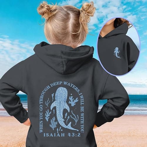 KEEVICI Cute Christian Hoodies For Girls Graphic Sweatshirt Whale Shark Kawaii Hoodie Kids Jesus Faith Bible Verse Pullover thumbnail 4