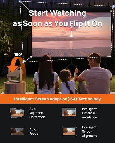 XGIMI Elfin Flip Portable Projector, 1080P Resolution Outdoor Projector, Licensed Netflix, Build-in Adjustable Stand, Lightweight and Compact Design, 400 ISO Lumens, Screen Adaption thumbnail 3