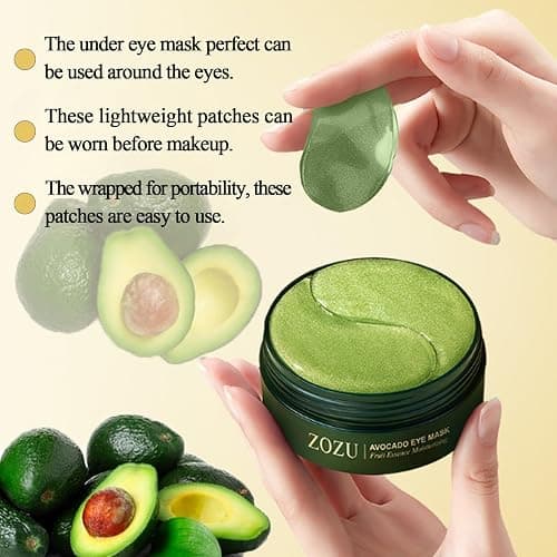Avocado Eye Mask, Eye Patches, Avocado Moisturizing Collagen Eye Mask, Under Eye Patches, Nourishing, Naturally Hydrating Formula thumbnail 3