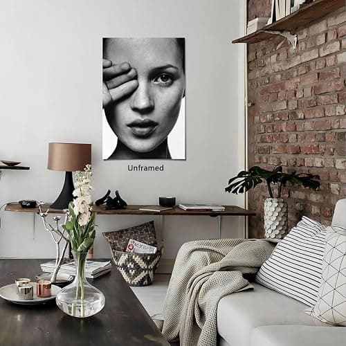Trendy Luxury Wall Art-Retro Fashion Woman Covering One Eye Poster For Girls Room Wall Decor-Vintage Feminist Black And White Art Canvas Print Picture For Girly Apartment Dorm thumbnail 4