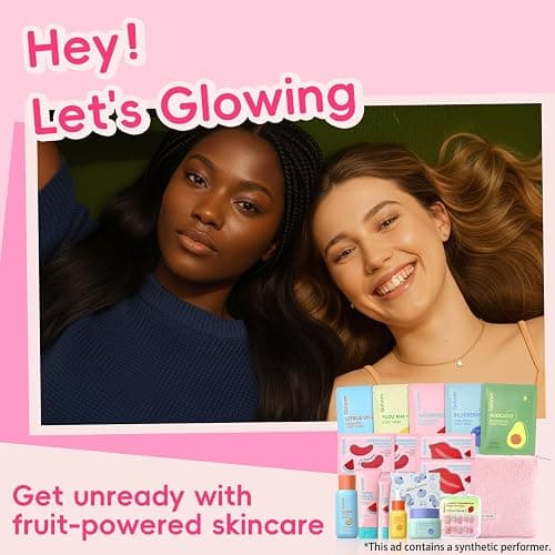 QUIYUM Fruit Skincare Set -with Pink Plush Makeup Bag & Strawberry Nail Art | Hydrate Moisturize Glow Oil Control Facial Care, Spa-Like at Home, Perfect Teen Girl Gifts Trendy Stuff, Birthday Gift thumbnail 8