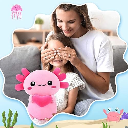 Achwishap Axolotl Plush,Axolotl Stuffed Animal Plush Toys,14” Salamander Plushies,Cute Plushies Soft Newt Plushy Kawaii Plushies Huggging Pillow,Cuddly Animal Body Pillow for Birthday(Pink) thumbnail 6